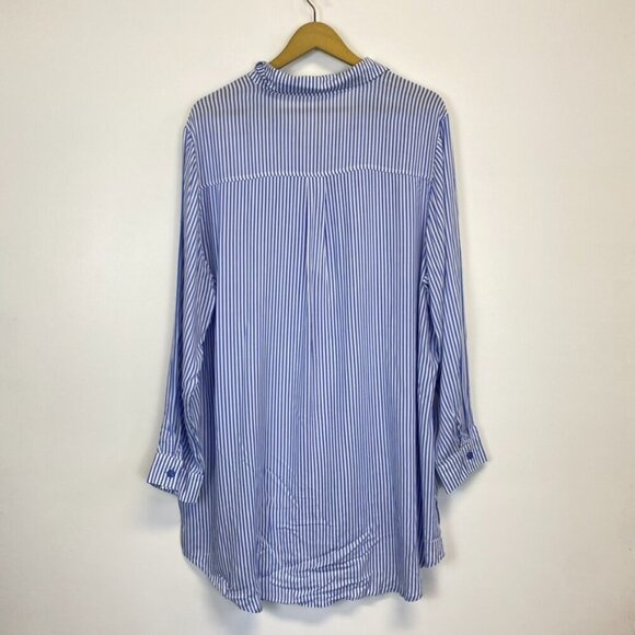 Solitaire Blue and White Striped Button Down Shirt - Picture 9 of 9